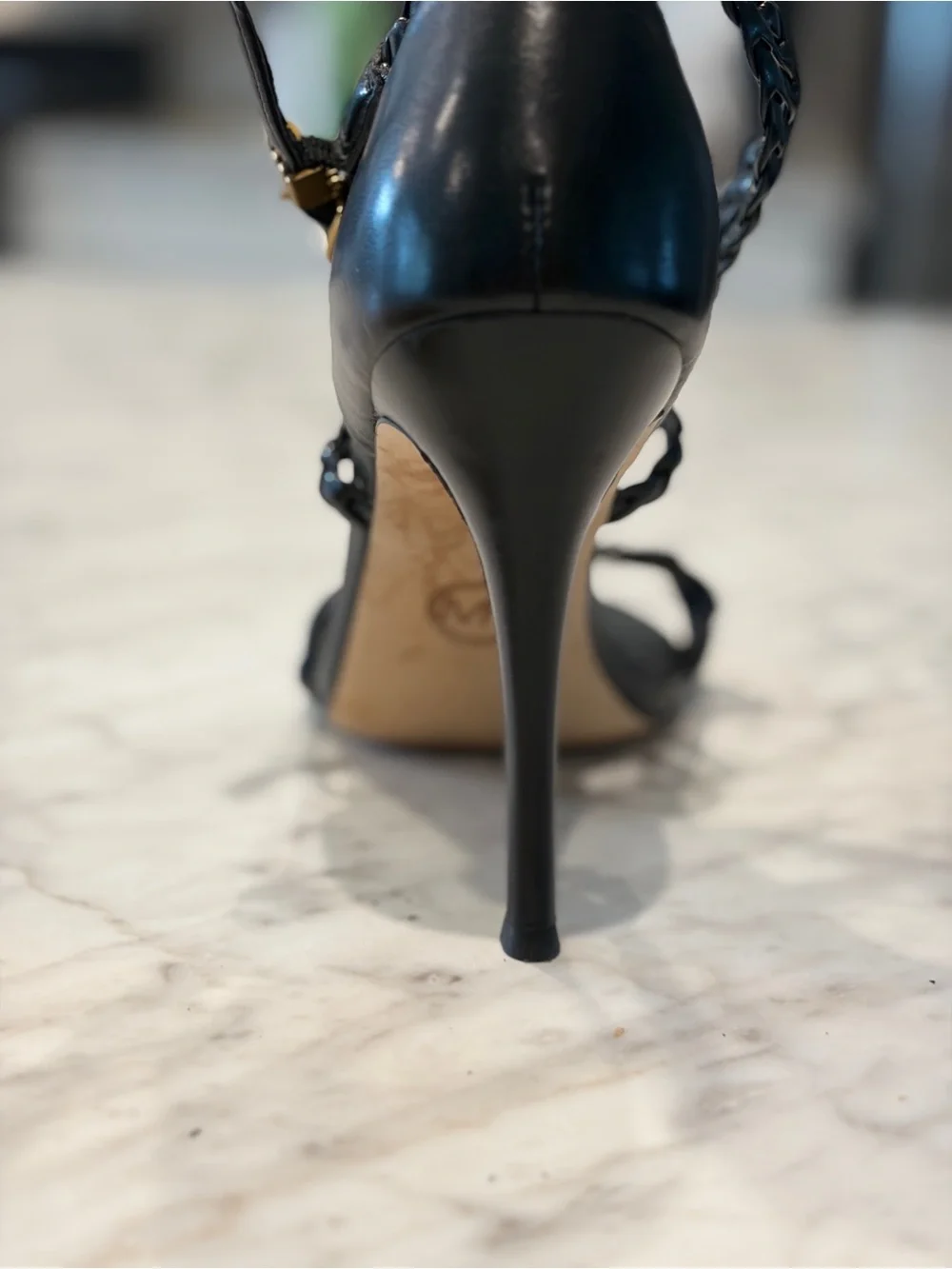 Michael Kors Astrid Braided Black Stiletto Sandal Sz 7